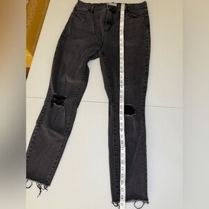 PACSUN High Rise Ankle Jegging Jeans Size 31 Distressed Black Raw Hem Skinny